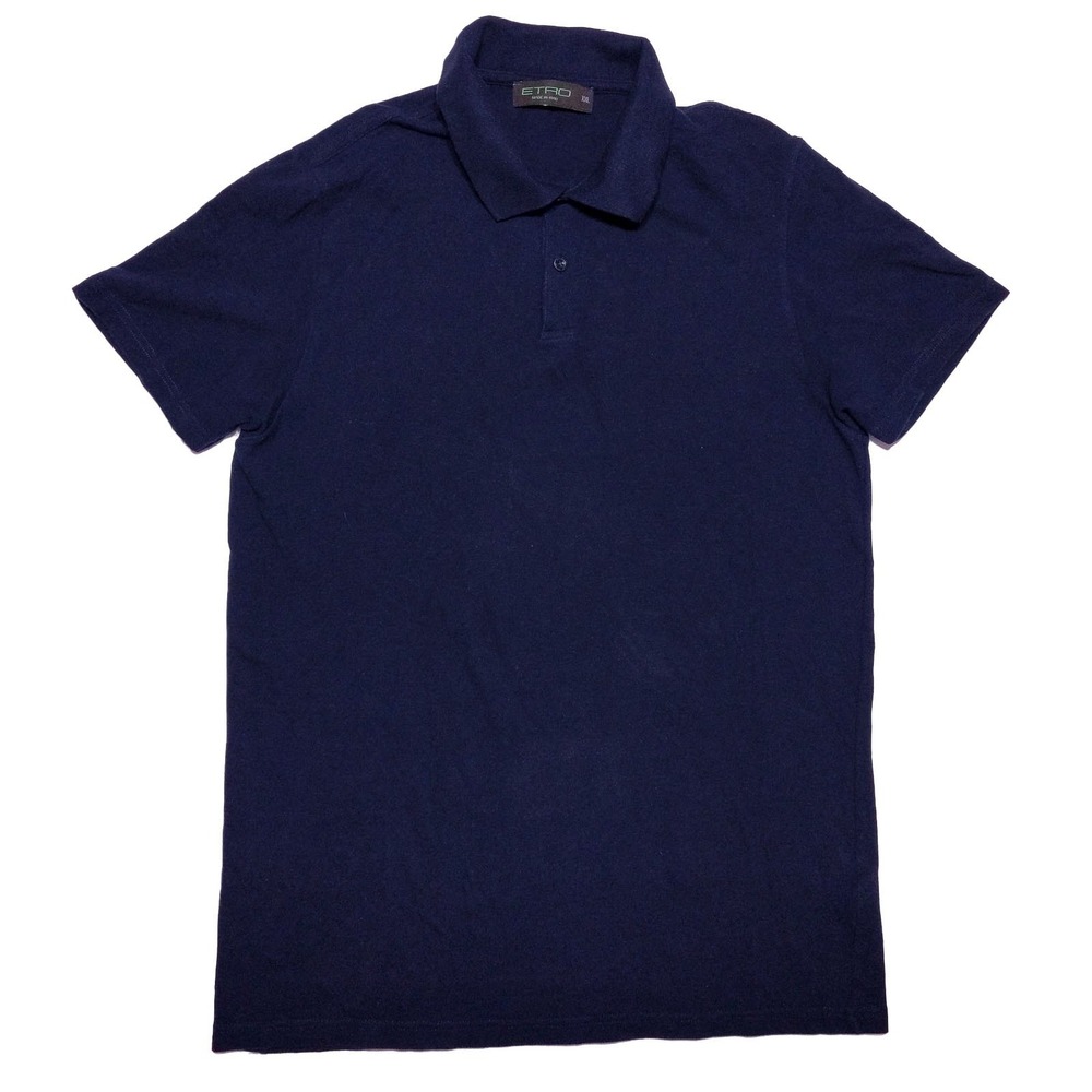 ETRO Men's Short Sleeve Cotton Polo Shirt Navy Blue Small S Fit‎